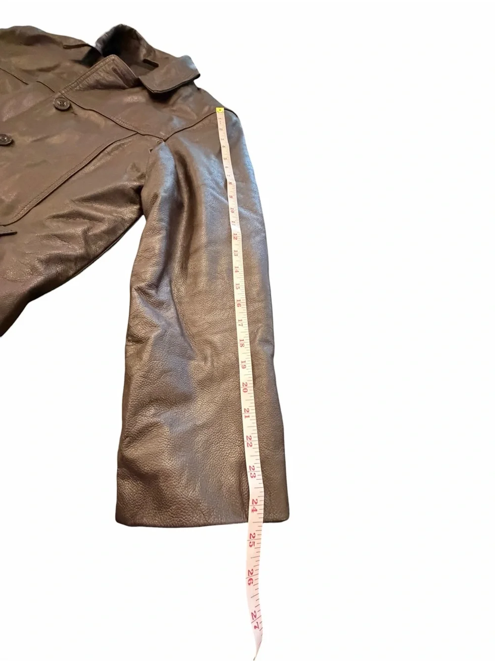 Vintage J Crew Leather Bomber Jacket Mens Medium Brown Wool Lined Button Up